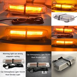 New 72 LED Beacon Lights Rooftop Flash Emergency Warning 12V-24V Truck Yellow/Amber Car Atmosphere Roof Strobe Light