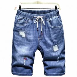 mens Ripped Denim Shorts 150KG Plus Size 10XL 9XL 8XL 7XL Black Holes Distred Jeans Loose Stretched Summer Half Trousers k4eQ#
