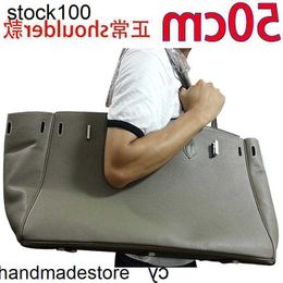 Handmade Large Hac Handbag Tote 50cm Shoulder Bag Men's Bk Genuine Leather 3USY