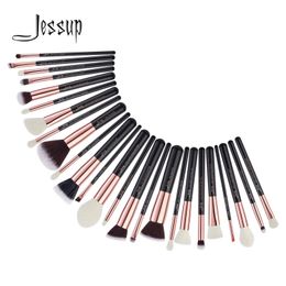 Jessup Professional Makeup Brushes Set 25pcs Natural-Synthetic Foundation Powder Eyeshadow Make up Brush Blushes Black T155 240311