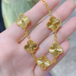 Brand High Edition VAN Four-leaf clover V Gold Thick Plating 18K Five Flower Bracelet for Women CNC Static Engineering Laser Versatile Luxury 2G2D