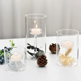 Candle Holders 1Pc Windproof European-styleins Holder Light Stand Wedding Decoration Clear Glass Candlestick