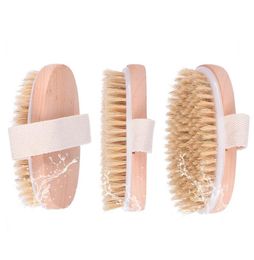 Natural Wooden Bristle Bath Brushes Household SPA Body Cleaning Massage Brush Bathroom Scrubbing Tool DHL7479881