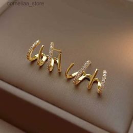 Ear Cuff Ear Cuff 2022 New South Korea Shiny Four Claw Stud Cuff Earrings for Womens Earrings Cuff Wrap Earrings Minimalist Fashion Dainty Earrings Y240326