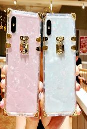 Square Clear Phone Case For iPhone 11 8 7 7plus X Bling Metal Clear Crystal Cover Back for iPhone XS Max XR 6 6s 8 Plus Case7740775