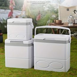 1pc Portable Plastic Cooler Insulation Household Movable Food Vegetable Fruit Fresh-keeping Seafood Freezer Storage Box, Outdoor Supplies
