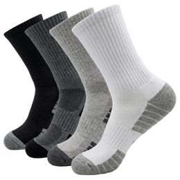 5 Pairs New Men Long Sport Socks Compression Socks Breathable Basketball Socks Cushion Running Socks White/Black Plus Size