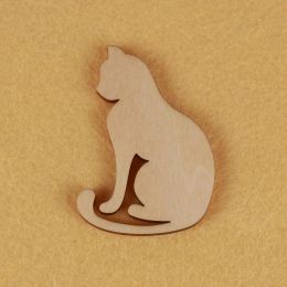 Crafts Pet cat art modeling, mascot laser cut, Christmas decorations, silhouette, blank unpainted, 25 pieces, wooden shape (0410)