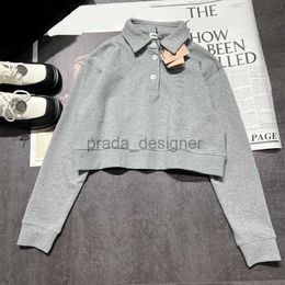 Designer Women's Hoodies Sweatshirts 24ss Early Spring New Miui Fashion Versatile Casual Patch Letter Water Diamond Long sleeved Polo Sweater