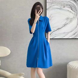 Summer for Women Adult Mid Length 2023 New Style Temperament Waist Closing American Polo Slightly Fat Girl Dress