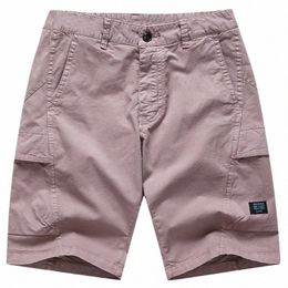 Yaz Yeni Sıradan Şort Erkekler Pamuk Orta Pantolon Amerikan Takım Gevşek Düz Namlu Çok Cep Bölünmüş Pantolon Fi Marka E1J2#