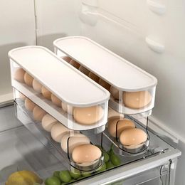 Kitchen Storage Automatic Scrolling Egg Holder Large Capacity Organiser Container Space-Saving Rolling Eggs Tray Double Rows