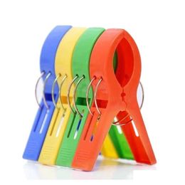 Bag Clips 400 Pcs/Lot 11.5 Cm Large Bright Colour Clothes Clip Plastic Beach Towel Pegs Clothespin To Sunbed Mticolor Drop Delivery Ho Dhpmu