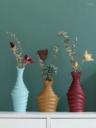 Vases Creative Thread Ceramic Vase Geometric Art Hydroponic Flower Device Living Room Dried Desktop Home Decoration Gift