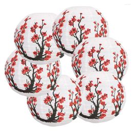 Decorative Flowers 6 Pack 12Inch Red Cherry Paper Lantern White Round Chinese Japanese Lamp For Home Wedding Party Decoration