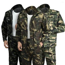Men's Tracksuits Fastener Tape Anti Scratch Lapel Repairmen Uniform Camouflage Print Dirt Resistant Men Coat Pants For School