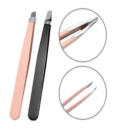 Professional Eyebrow Tweezers Eye Brow Hair Removal Beauty Lady Slanted Stainless Steel Tweezer Makeup Tool Slant Tip8988493