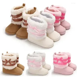 Boots Fashion Winter Warm Baby Girl Boy Snow Bowknot Sweet Booties Infant Toddler Born Crib Shoes 0-18M