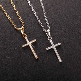 Fashion Female Cross Pendants Dropshipping Gold Black Colour Crystal Jesus Pendant Necklace Jewellery for Men/women Wholesale 1ZVS