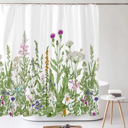 Shower Curtains Fresh Flowers Leaves Curtain Bathroom Waterproof Polyester 3D Printing For Large Size 300X180cm