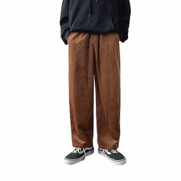 Calças de veludo mens casual cintura elástica solta calças retas calças para homens calças de veludo corredores masculino outono homem calças h59k #