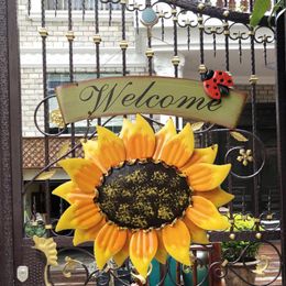 Party Decoration Wall Sunflower Welcome Sign Wooden Hanging Ornament Living Room Handmade Decorative Signs