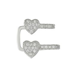 Hoop Huggie Korean Fashion Crystal Heart shaped Ear Clip Earrings Suitable for Womens Jewelry Perforated Single and Double Layer False 240326