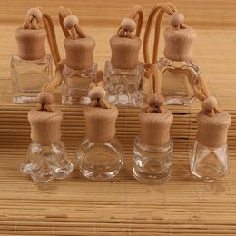 Car Hanging Glass Bottle Empty Perfume Aromatherapy Refillable Diffuser Air Fresher Fragrance Pendant Ornament LT869