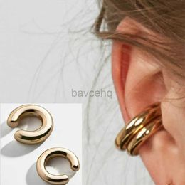 Hoop Huggie Minimalist gold/silver Coloured circular earrings for women without perforations C-shaped geometric earrings bone clip punk Jewellery 240326