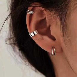 Hoop Huggie 3 fashionable and simple cross clip earrings suitable for women cute gold silver punk earrings unperforated Jewellery 24326