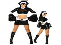 Women New Cosplay Dress Nun Halloween Theme Costume Female Taoist Witch Uniform Party Singer Iclude Headdress Top Skirt1108300