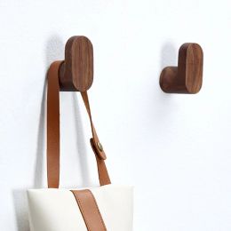 Rails Natural Walnut Wood Hooks Key Decorative Hook Wall Door Key Bag Clothes Coat Hanger Hook Household Decor Organiser Holder Hook