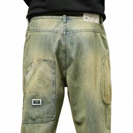 spring Jeans for Men Baggy Pants Loose Fit Harem Pants Vintage Clothes Men Fi Pockets Patchwork Large Trousers Oversized 42 P0y2#