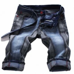 MCIKKNY FI DENIM SLIN SLIP SLIT PATCHWORT Shorts per streetwear dritti maschi H7QX#