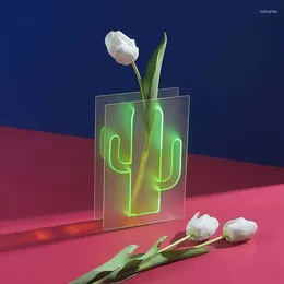 Vases Creative Cactus Glass Shaped Vase For Plant Art Living Room Decoration Flower Arrangement Flowerpot Home Desktop Decor