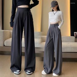 Women's Pants Black 2024 Spring And Autumn Season High Waist Draping Straight Narrow Edition Loose Casual Floor Mopping Suit