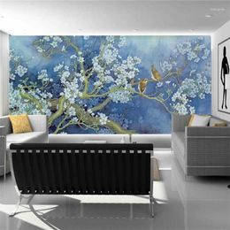 Wallpapers Custom Wallpaper 3d Murals Painting Hand-painted Flowers And Birds Orchid TV Background Walls Living Room Bedroom