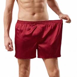men Satin Solid Boxer Briefs Trunks Underwear Nightwear Pyjamas Sleepwear Shorts Casual Pyjama Pants Flat Boxers Male p8tH#