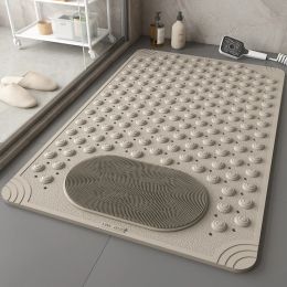 Mats NonSlip Bathtub Mat PVC Safety Shower Mat with Drain Hole Bath Floor Mat Massage Feet Mat Easy To Clean Bathroom Carpet Rug