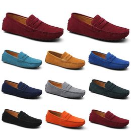 Men Casual Shoes Espadrilles Triple Black White Brown Wine Red Navy Khaki Mens Suede Leather Sneakers Slip On Boat Shoe Outdoor Flat Driving Jogging Walking 38-52 A042