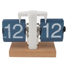 Table Clocks Digital Flip Clock Down Wood Base 12H AM PM Knob Adjust Large Number Retro Battery Powered For Living Room