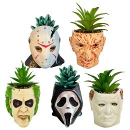 Pots Gothic Outdoor Cactus Flower Pots Horror Clown Succulent Plant Pot Creative Resin Garden Planter Home Vase Scare Crafts Ornament