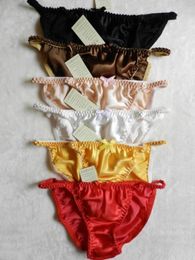 New fine 6pcs Sexy Women Girls Pure 100 Silk String Bikini BriefsPanties Size S M L XL XXL W26quot41quot 6piecelot3989214