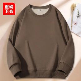 Men's Hoodies Oversize Winter Warm O-Neck Sweatshirts Solid Basic Pullover Tops Fleece Lined Casual Loose Male