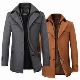 new Autumn Winter Woolen Coat Men's Busin Casual Fi Men's Thickened Warm Extra Large Men's Trendy Trench f2Xu#
