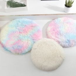 Pens Round Dog Mat Soft Long Plush Comfortable Pet Bed Fluffy Dog Cushion Warm Cat House Puppy French Bulldog Pet Accessories