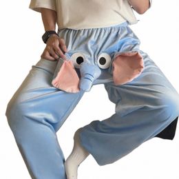 flying Elephant Shorts Couple Shorts Small Flying Elephant Nose Knocking Shorts Funny Sleepwear Plush Home Couple Slee Pants D3Et#