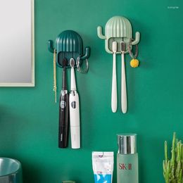 Hooks Ins Cactus Shape Toothbrush Holder Shelves Household Bathroom Wall Mounted Storage Rack No Punching Adhesive