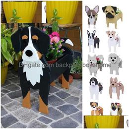 Planters & Pots 34X24Cm Flower Planter Pvc Cute Animal Shaped Pet Dog Potted Garden Yard Decoration Plant Container Holder Outdoor Ind Dhmax