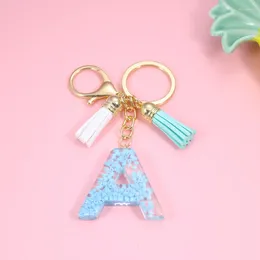 Keychains Drop Glue Tassel Letter Key Chain Pendant Blue Sequins English Letters Accessories Charms Cute Keychain